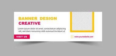 Sosyal Medya Kapağı Tasarım Şablonu Pembe ve İş Kurumu Vektörü İllüstrasyonu için Sarı Sayısal Pazarlama Sancakları