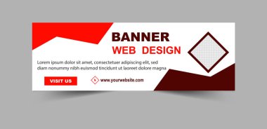 Sosyal Medya Afişi Kapak Şablonu Kırmızı ve Maroon Dijital Pazarlama Sancakları İşletme Vektörü İllüstrasyonu