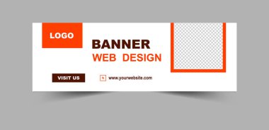 Sosyal Medya Afişi Kapağı Şablon Tasarımı Turuncu Dijital Pazarlama Sancağı İş Kurumu Vektör İllüstrasyonu