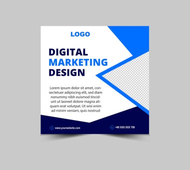Modern Business Corporate Vector Illustration için Sosyal Medya Posta Şablonu Tasarımı Mavi Dijital Pazarlama SancağıName