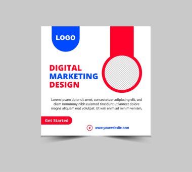 Modern Business Vector Illustration için Sosyal Medya Posta Şablonu Tasarımı Pembe ve Mavi Dijital Pazarlama SancağıName