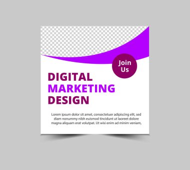 Modern Business Corporate Vector Illustration için Sosyal Medya Posta Şablonu Tasarımı Mor Dijital Pazarlama Sancakları