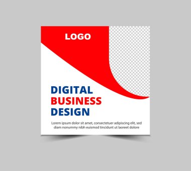 Sosyal Medya Posta Şablonu Tasarımı İş Kurumu Modern Vektör İllüstrasyonu için Kırmızı ve Mavi Dijital Pazarlama SancağıName