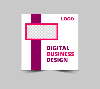 Sosyal Medya Posta Şablonu Mor ve Pembe Dijital Pazarlama Sancakları İş Kurumu Modern Vektör İllüstrasyonu