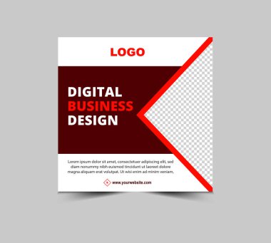 Sosyal Medya Posta Şablonu Tasarımı İşletme Kurumu Modern Vektör İllüstrasyonu için Kırmızı Dijital Pazarlama SancağıName