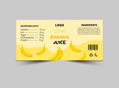 Şişe Etiketi Muz Suyu Şablonu Şablon Tasarımı Marka Paket Vektörü İllüstrasyonu