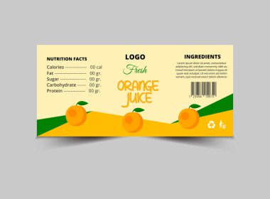 Şişe Etiketi Portakal Suyu Şablonu Şablon Tasarımı Marka Paket Vektörü İllüstrasyonu