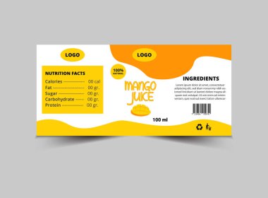 Şişe Etiketi Mango Suyu Şablonu Şablon Tasarımı Marka Paket Vektörü İllüstrasyonu
