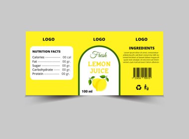 Şişe Etiketi Limon Suyu Şablonu Şablon Tasarımı Marka Tasarımı Vektör İllüstrasyonu