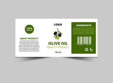 Şişe Etiketi Zeytinyağı Ürün Şablonu Marka Tasarımı Paket Vektörü İllüstrasyonu