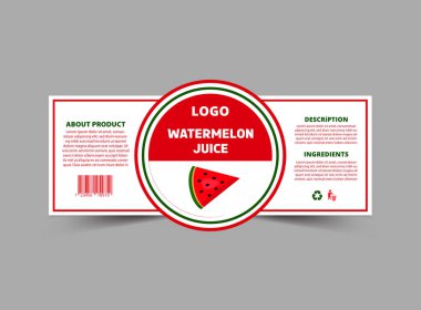 Şişe Etiketi Karpuz Suyu Markası Şablon Tasarım Ürün Vektörü İllüstrasyonu