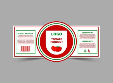 Şişe Etiketi Domates Ürün Markası Şablon Tasarım Tasarım Vektör İllüstrasyonu