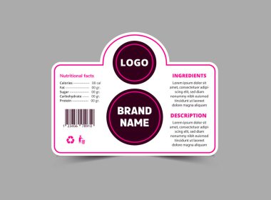 Şişe Etiketi Markası Şablon Tasarımı Mor Ürün Vektör İllüstrasyonu