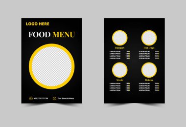 Fast Food Flyer Mönü Şablon Tasarım Vektörü İllüstrasyonu