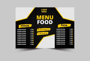 Menü Gıda Şablonu Hamburger ve Pizza Vector Illustration ile Fast Food Broşürü Tasarımı