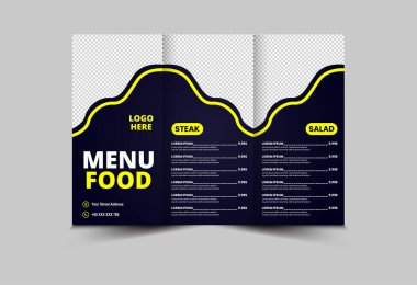 Menü Gıda Şablonu Biftek ve İçeceklerle Fast Food Broşürü Tasarımı