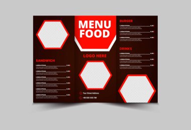 Menü Gıda Şablonu Sandviç Burger ve İçecek Vektörü İllüstrasyonlu Fast Food Flyer Tasarımı