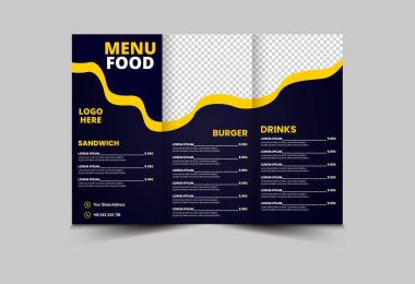 Menü Gıda Şablonu Sandviç Burger ve İçecek Vektör Resimleriyle Fast Food Broşürü Tasarımı