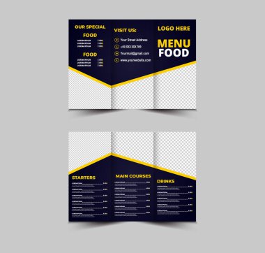 Menü Gıda Şablonu Başlangıç Yemekleri ve İçecek Vektörü İllüstrasyonlu Fast Food Flyer Tasarımı