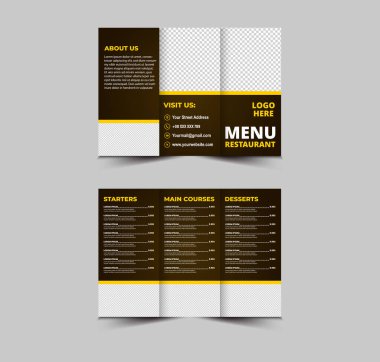 Menü Restoran Şablonu Başlangıç Ana Yemekleri ve Tatlı Vektörü İllüstrasyonu ile Fast Food Flyer Tasarımı