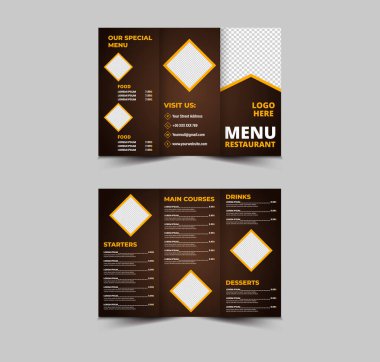 Menü Restoranı Şablon Tasarımı Fast Food Flyer Başlangıç Yemekleri Ana Tatlılar ve İçecekler Vektör Resimleri