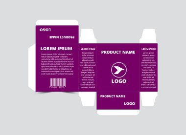 Ambalaj Tasarımı Mor Şablonu Logo Markası Ürün Vektörü İllüstrasyonu