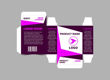 Ambalaj Tasarımı Mor Şablonu Logo Markası Ürün Vektörü İllüstrasyonu