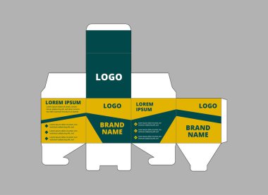 Ambalaj Tasarımı Şablonu Sarı ve Yeşil Logo Markası Ürün Vektörü İllüstrasyonu