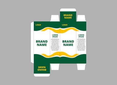 Ambalaj Tasarımı Şablonu Yeşil ve Sarı Logo Markalı Ürün Vektörü İllüstrasyonu