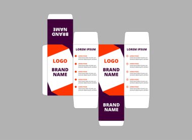 Ambalaj Tasarımı Şablonu Mor ve Turuncu Logo Markalı Ürün Vektörü İllüstrasyonu