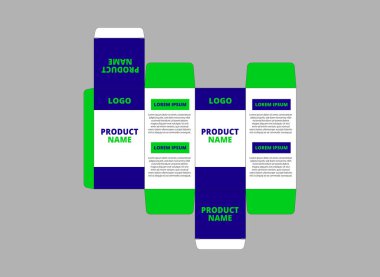 Ambalaj Şablonu Tasarım Ürün Mavi ve Yeşil Logo Markası Ürün Vektörü İllüstrasyonu