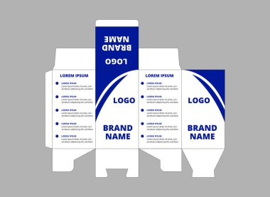 Ambalaj Şablonu Tasarımı Logo Markası Ürün Vektörü İllüstrasyonlu Mavi Renk