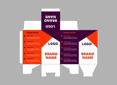 Ambalaj Şablonu Mor Ürün ve Turuncu Logo Markalı Ürün Vektörü İllüstrasyonu