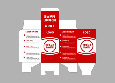 Ambalaj Şablonu Tasarım Kırmızı Logo Markası Ürün Vektörü İllüstrasyonu