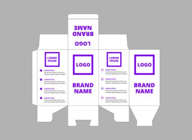 Ambalaj Şablonu Mor Ürün Markası Marka Vektör İllüstrasyonu