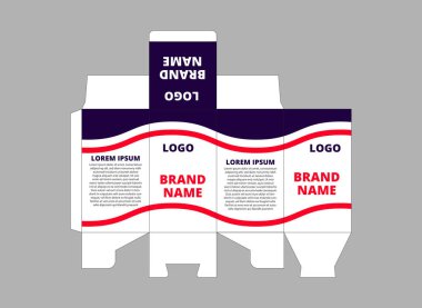 Paketleme Şablonu Mor Ürün ve Pembe Marka Ürün Vektör İllüstrasyonu