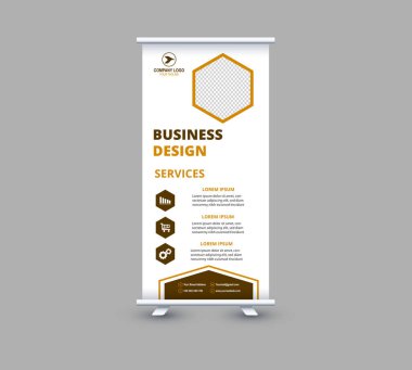 Banner Şablonu Katla Tasarım Kahverengi Reklam Profesyonel Modern Kurumsal Vektör İllüstrasyonu