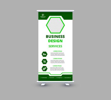 Banner Design Şablonu Yeşil Reklam Profesyonel Modern Kurumsal Vektör İllüstrasyonu