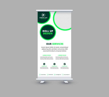 Banner Design Şablonu Yeşil Reklam Profesyonel Modern Kurumsal Vektör İllüstrasyonu