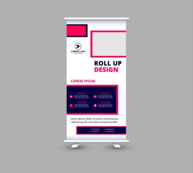 Banner Design Şablonu Mavi ve Pembe Reklamlar Profesyonel Modern Kurumsal Vektör İllüstrasyonu