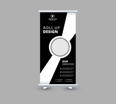 Bayrağı Yuvarla Tasarım Şablonu Siyah Profesyonel Modern Kurumsal Vektör İllüstrasyonu