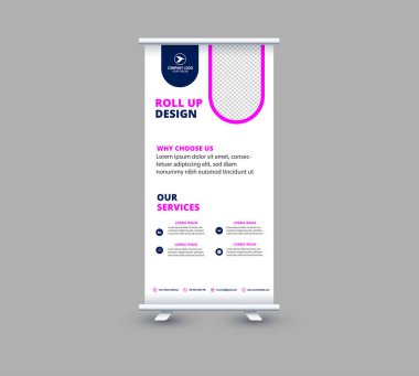 Banner Şablon Tasarımı Mavi ve Mor Modern Kurumsal Vektör İllüstrasyonunu Yuvarla