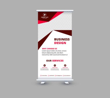 Banner Şablon Tasarımı Kahverengi ve Pembe Profesyonel Modern Kurumsal Vektör İllüstrasyonu