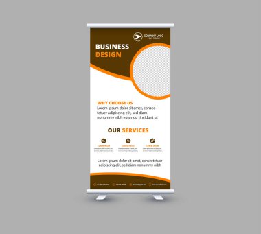 Banner Şablon Tasarımı Kahverengi ve Turuncu Profesyonel Modern Kurumsal Vektör İllüstrasyonu