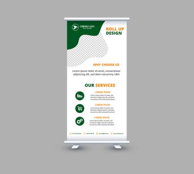 Sancak Şablonunu Yuvarla Yeşil ve Turuncu Profesyonel Modern Kurumsal Vektör İllüstrasyonu