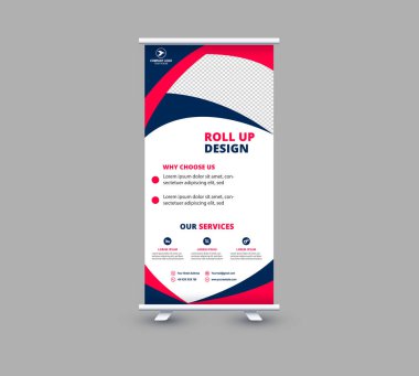 Sancak Şablonunu Yuvarla Mavi ve Pembe Profesyonel Modern Kurumsal Vektör İllüstrasyonu