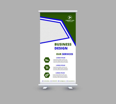 Sancak Şablonu Tasarımı Yeşil ve Mavi Modern Kurumsal Vektör İllüstrasyonunu Yuvarla