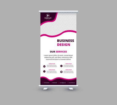 Banner Şablonunu Yuvarla Mor Profesyonel Modern Kurumsal Vektör İllüstrasyonu