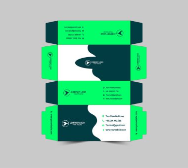 Doku Kutusu Tasarım Şablonu Paketleme Yeşil Renkli Kağıt Kağıt Kağıt Veri İllüstrasyonu