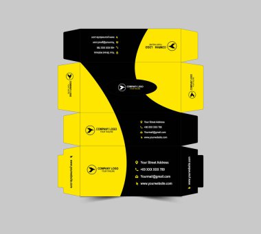 Doku Kutusu Tasarım Şablonu Sarı ve Siyah Kağıt Kağıt Havlu Paket Çizimi